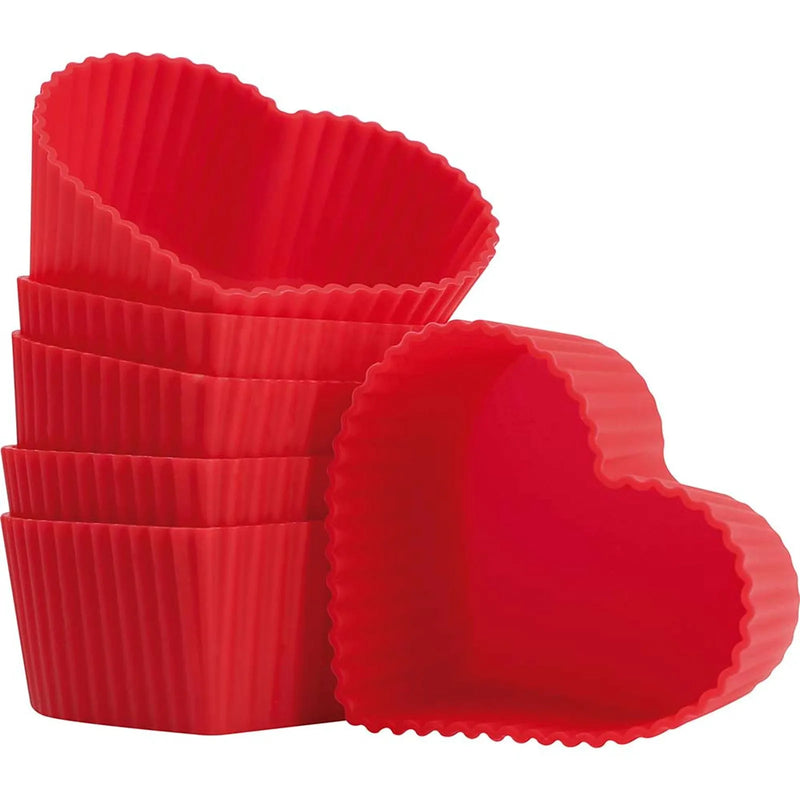 Forma Cupcake Coração Silicone com 6 Peças