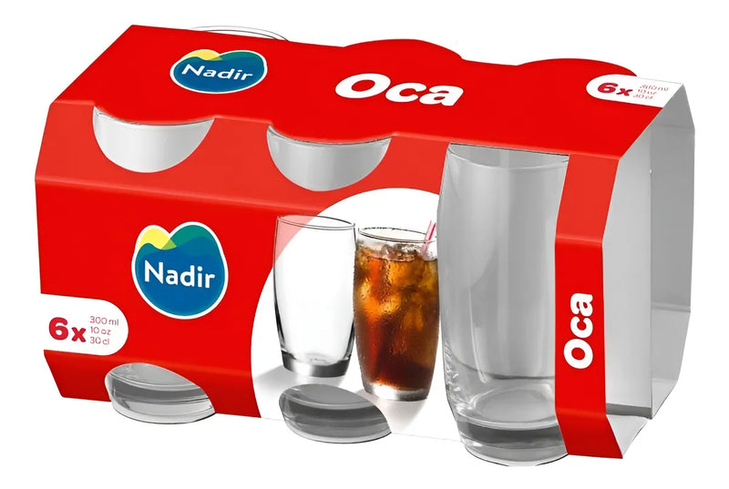 Conjunto com 6 Copos de Água 300ml Oca Nadir